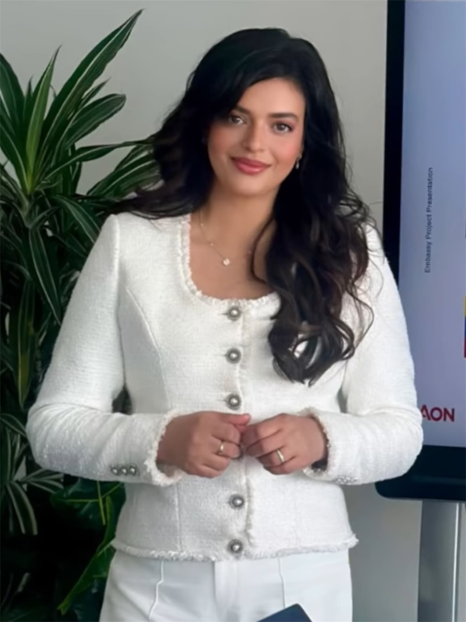 Uzma white tweed top